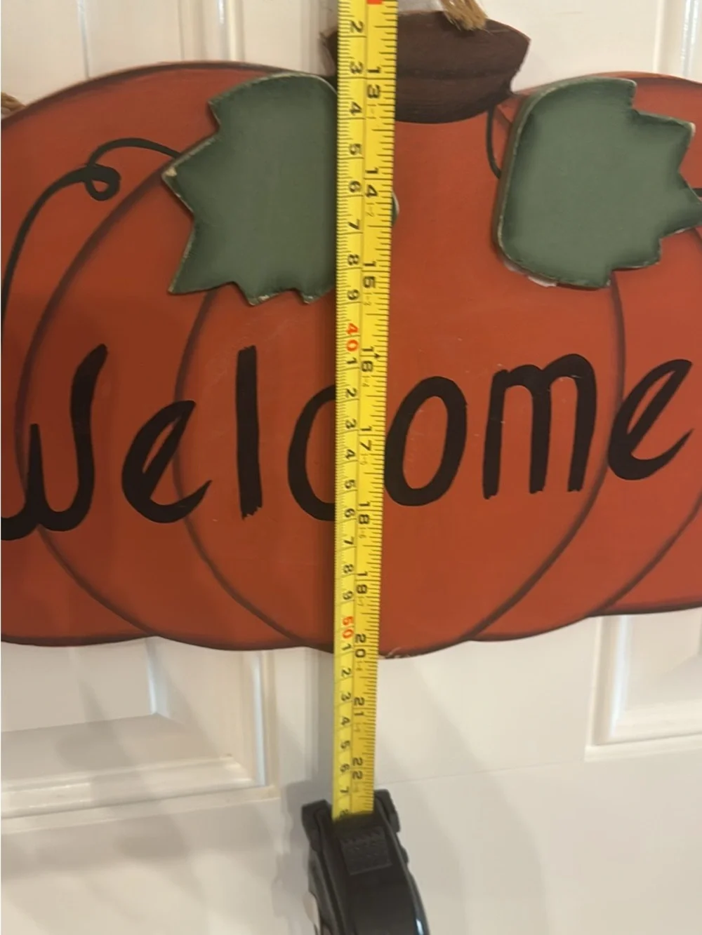 Welcome Pumpkin Scarecrow Wall Hanging - Orange & Green Home Decor